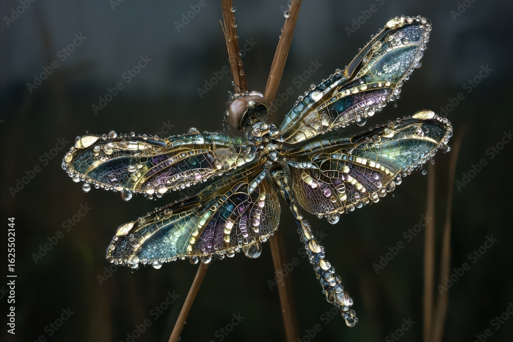 custom made wallpaper toronto digitalEnchanted Dragonfly with Dew Drops