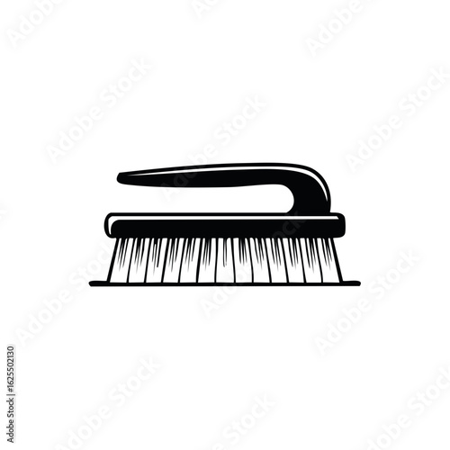 Illustration of a Black Laundry Brush with Handle for Cleaning Clothing or Surfaces