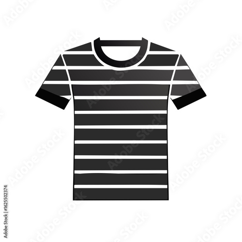 Striped TShirt Black and White Simple Clothing Item Garment Apparel Fashionable Clothing Isolated