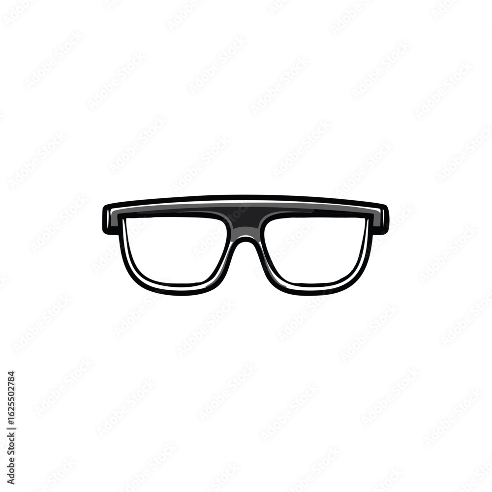 Fototapeta premium Stylish black retro nerd glasses vector illustration. Geek style eyewear icon for vision and fashion.