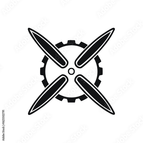 Aircraft Propeller Blades and Cogwheel Gear Machine Engineering Icon