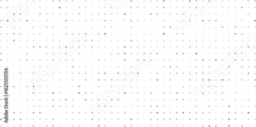 Colorful array of scattered dots and shapes a seamless repeating pattern design featuring subtle variations in size and hue on a white canvas