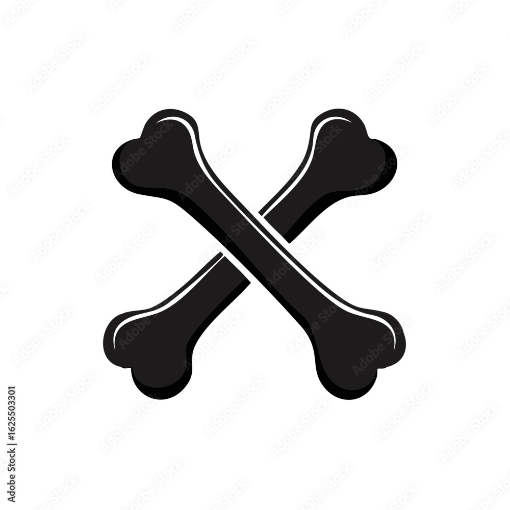 Two black crossbones with rounded ends against a white background Two black crossbones with rounded ends against a white background