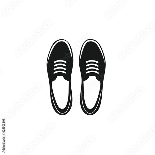 Elegant pair of lace-up dress shoes top view silhouette vector icon design