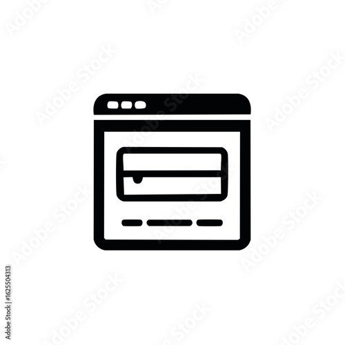 Minimalist web browser window icon displaying an input field and generic content lines for data entry