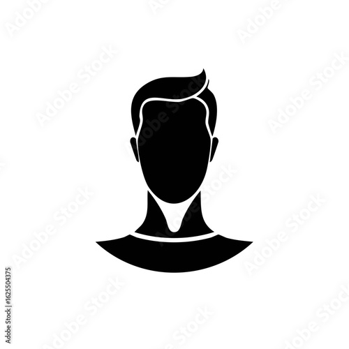 Silhouette of a stylish man's head and shoulders with clean facial hair