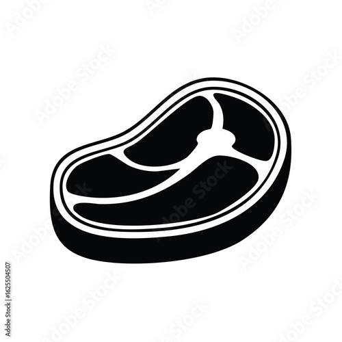 Raw beef steak vector icon silhouette graphic illustration