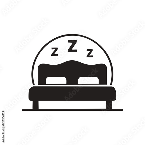 Bed icon sleep symbol sleeping zzz icons resting bedroom slumber silhouette