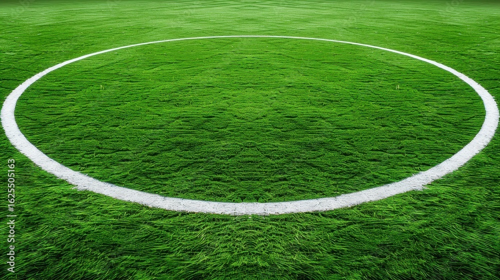 Obraz premium Lush green soccer field features bright white lines, perfect for an exciting game on synthetic turf.