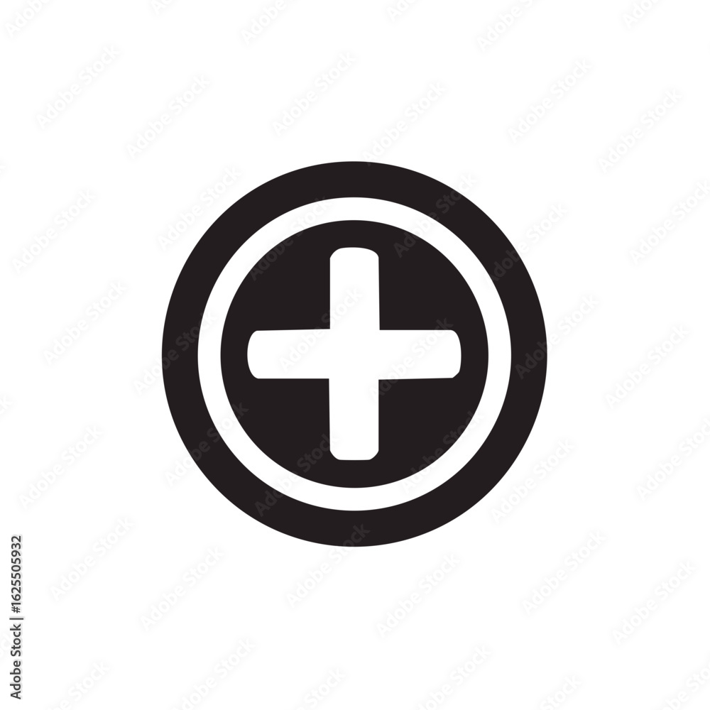 Obraz premium Medical Plus Sign in Circle, Health Care Symbol, Add Icon, Cross Symbol, Addition Sign