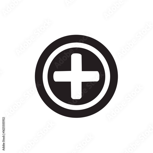 Medical Plus Sign in Circle, Health Care Symbol, Add Icon, Cross Symbol, Addition Sign
