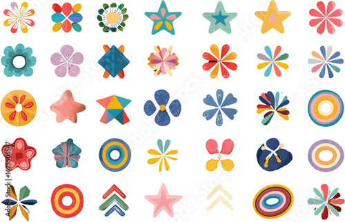 Colorful flat vector symbols for graphic design