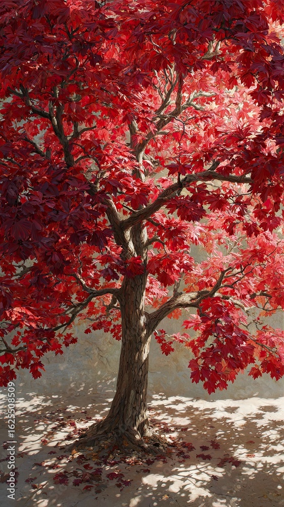 Naklejka premium Autumnal red tree outdoors