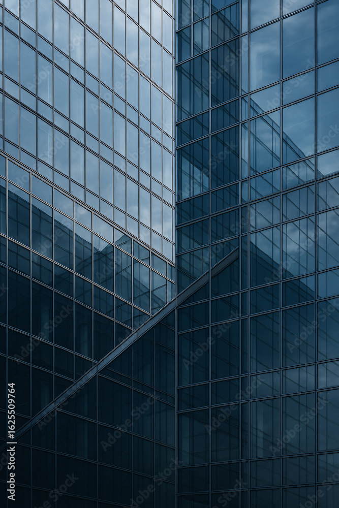 Obraz premium Intersecting Glass Facade Abstract Realistic Architecture 