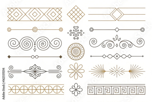 Assortment of geometric and ornamental line art dividers