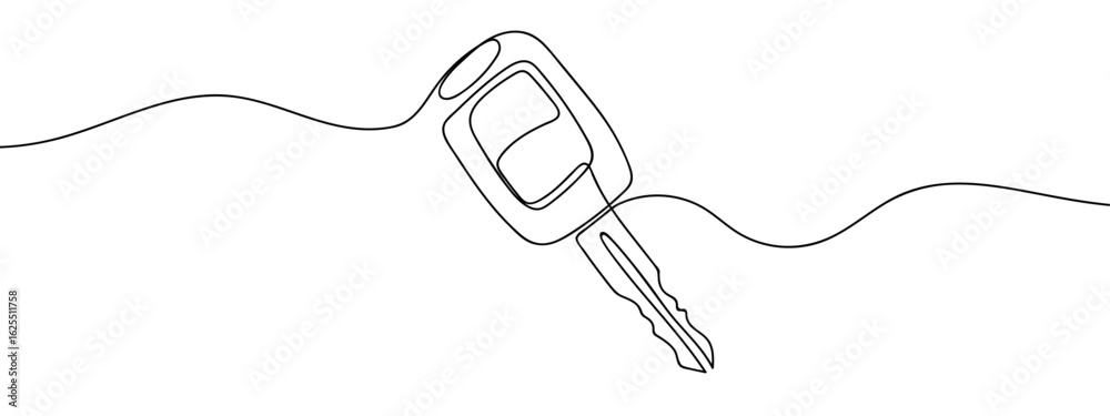 Obraz premium Continuous line vector of car remote key isolated on transparent background. Editable stroke.