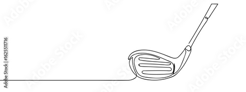 Continuous line vector of golf club, sports equipment, isolated on transparent background, editable stroke.