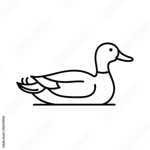 Isolated line drawing of a duck floating on water