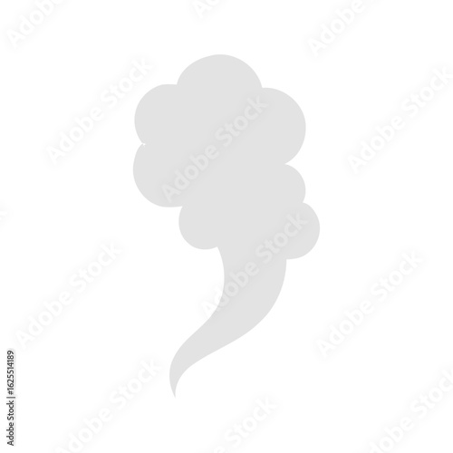 Rising puff of light gray smoke or vapor cloud shape against plain white backdrop