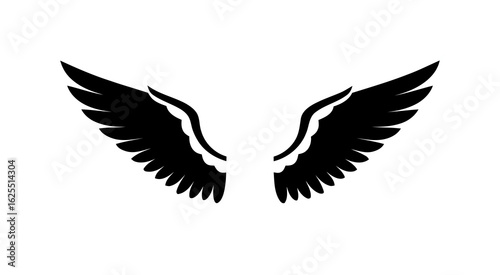 Elegant Black Wings on a White Background