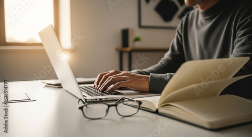 Remote work productivity tips: how to stay focused while working from home using laptop and notebook