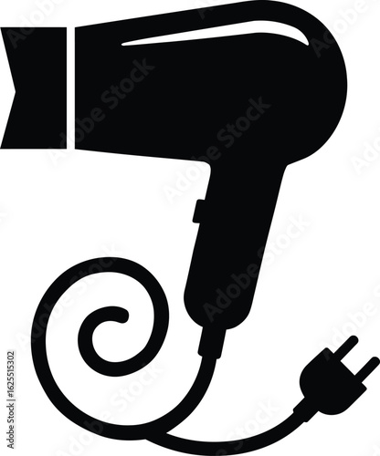 Hair dryer vector icon illustration for beauty and personal care products and services design needs silhouette