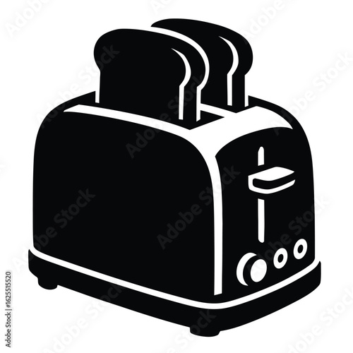 Black and white toaster appliance kitchen toast breakfast bread cooking food kitchenware design vector