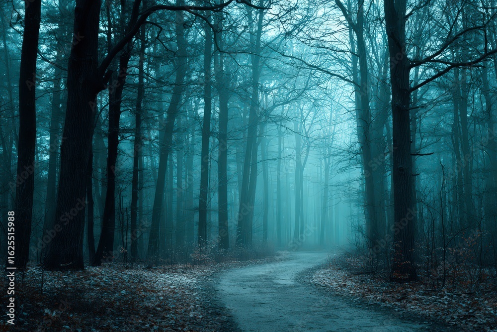 Obraz premium Mystical Pixelated Forest Path At Twilight