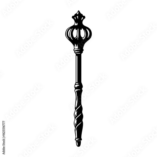 Magic Wand Silhouette Vector Logo - Single Wizard Staff Fantasy Icon Design