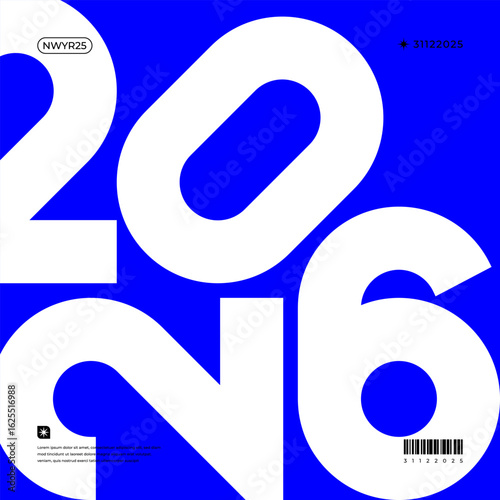 A vibrant and modern design showcasing the year 2026 in a dynamic color combinations
