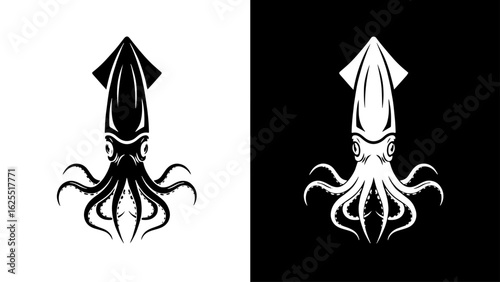 A majestic squid, powerfully swimming in the deep ocean, evokes a sense of mystery and wonder.
