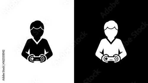 A person intently holds a video game controller, immersed in a digital world of gaming, expressing focus and concentration.