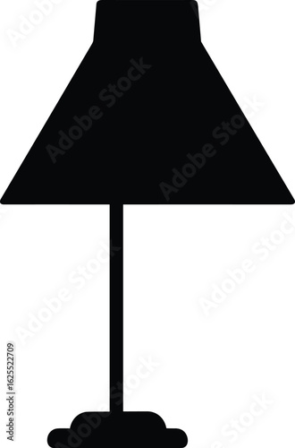 Simple silhouette table lamp vector, black lamp icon illustration, modern lighting decor design, minimal home accessory, interior light source, cad drawing flat vector illustration