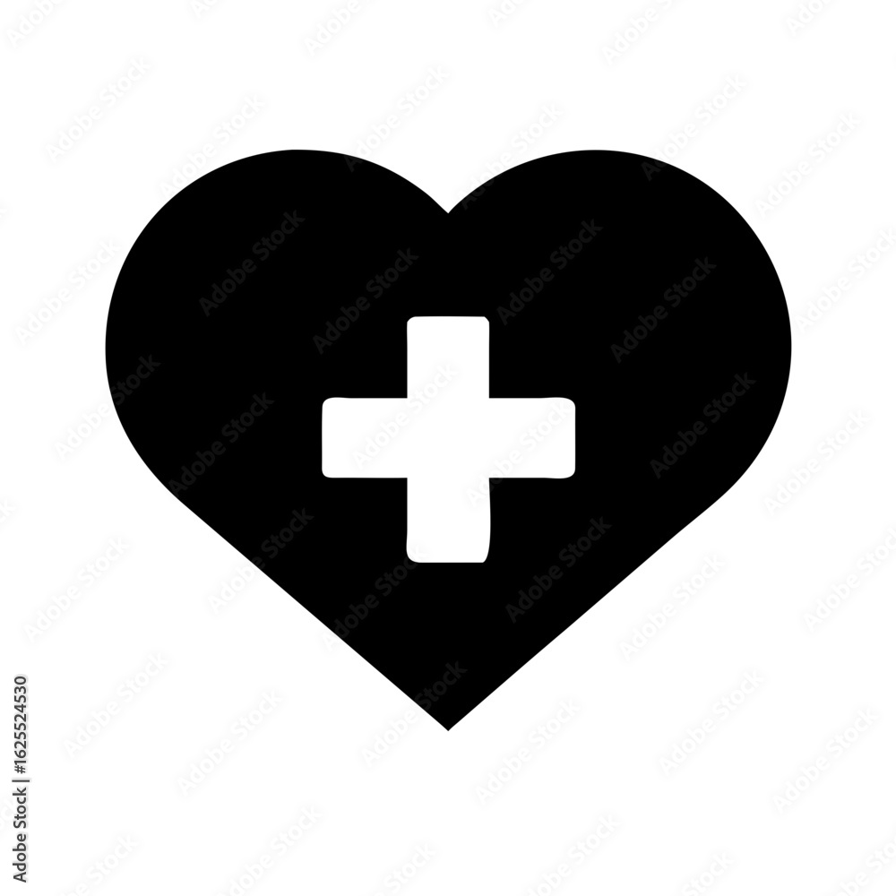 Obraz premium Medical heart solid icon vector illustration