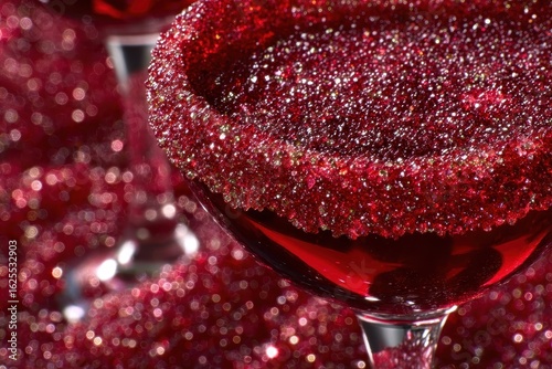 Sparkling Red Cocktail with Sugar Rim