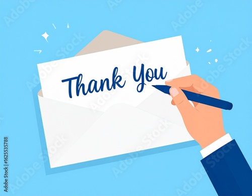 businessman holding a contract, thank you card, presentation finish