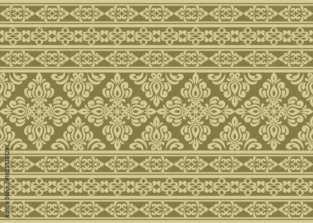 traditional damask vector pattern with seamless damask vector design and elegant damask vector border for textile or wallpaper