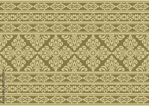 traditional damask vector pattern with seamless damask vector design and elegant damask vector border for textile or wallpaper