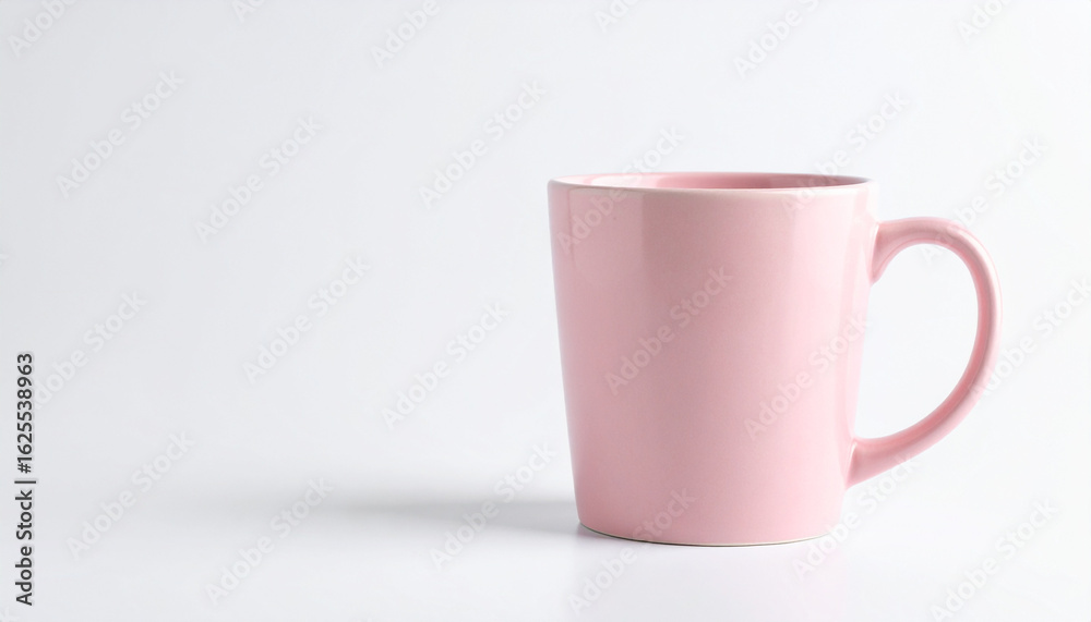Fototapeta premium Pastel Pink Ceramic Mug on White Background – Minimal Drinkware Mockup for Kitchen and Lifestyle Designs