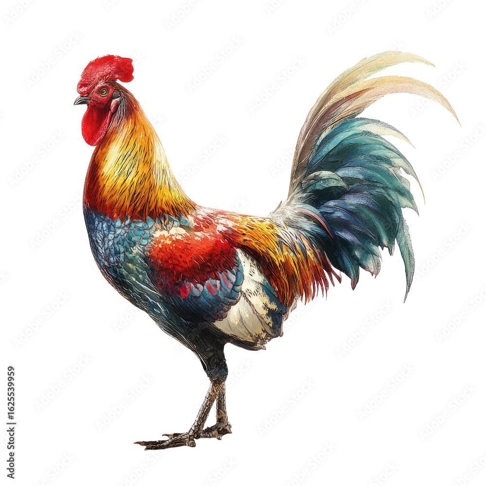 Fototapeta premium Colorful rooster profile