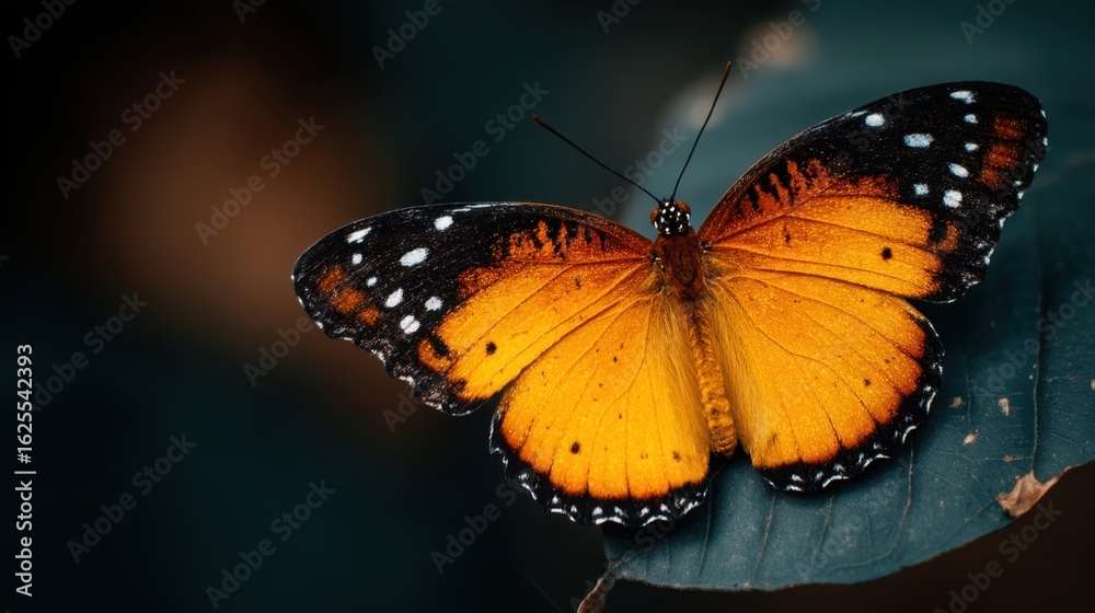 Fototapeta premium Delicate Butterfly Resting on a Leaf - Serenity