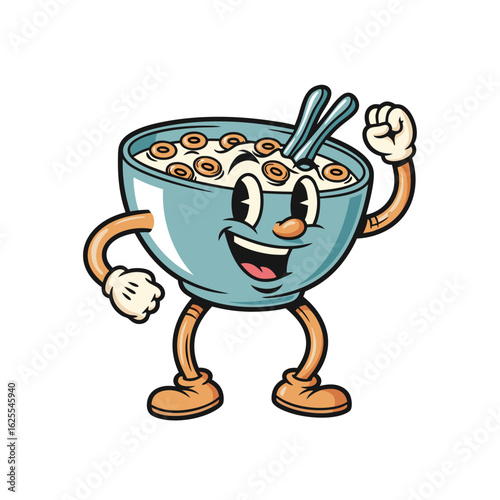 Cheerful Bowl Character With Chopsticks