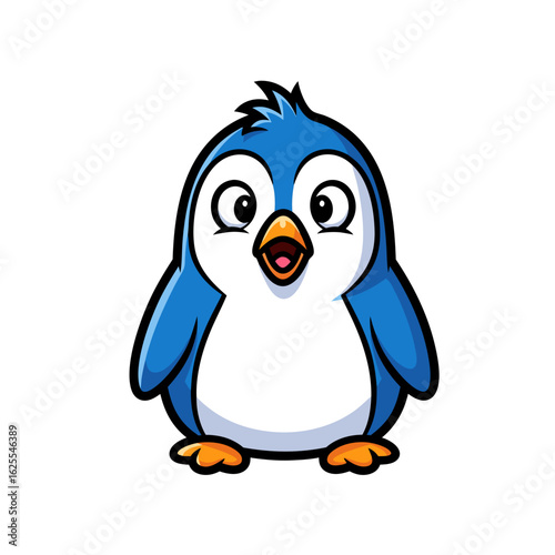 Cute Blue Cartoon Bird Illustration