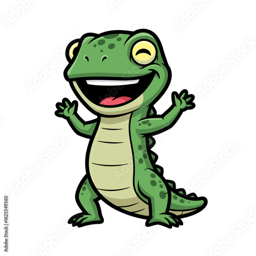 Happy Green Reptile Illustration