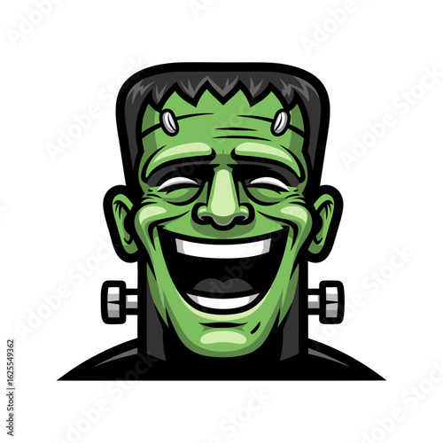 Happy Green Monster Cartoon Illustration