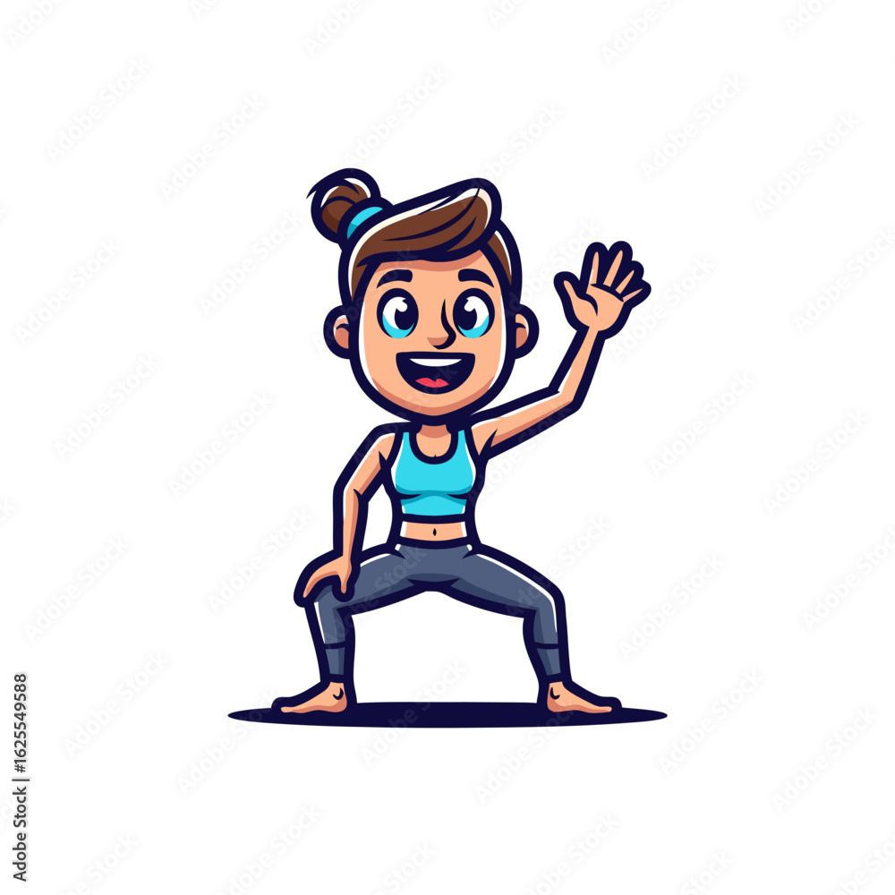 Happy Person Doing Yoga Pose, Fitness Illustration Happy Person Doing Yoga Pose, Fitness Illustration