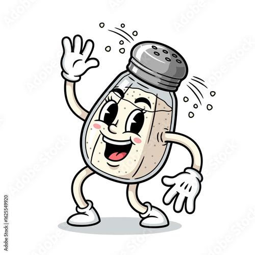Happy Spice Container Cartoon Character Dancing On A White Background