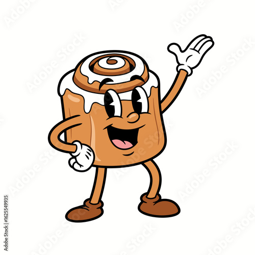 Happy Sweet Roll Character Waving