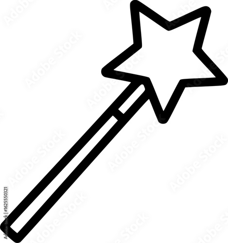 Magic wand with star tip outline icon vector
