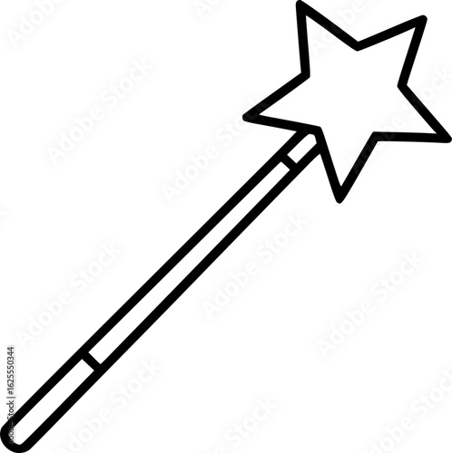 Magic wand with star tip outline icon vector
